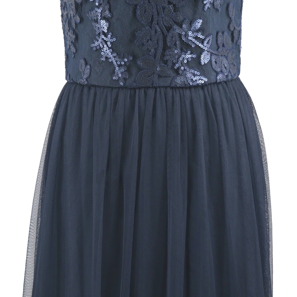 Amsale Stephanie Sequin Lace Maxi Dress Navy Formal Size 10 Wedding Formal - Picture 5 of 12
